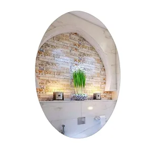 wolkwogg Oval Shape Adhesive Mirror Sticker for Wall on Tiles Bedroom Living Room Basin Mirror Bathroom Wall Mirror Side Sticker Acrylic Wall Mirror (Medium, 1, Count) 30 * 20 CM