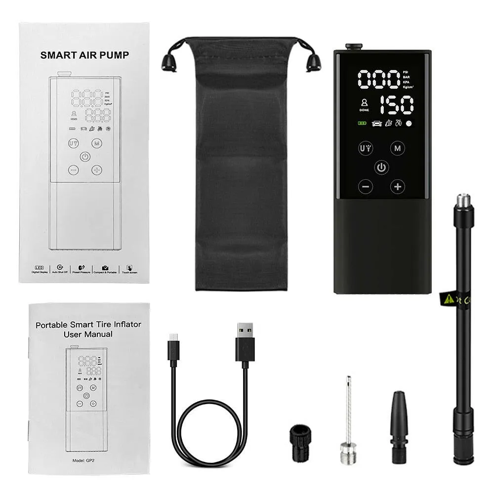 Woowind GP2 Tire Inflator and Mini Bike Pump, Portable Air Compressor for Car, Bike, Motorcycle, 150 PSI, Auto Shut-Off