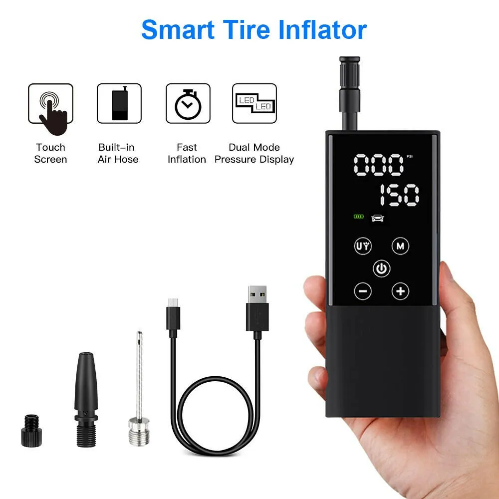 Woowind GP2 Tire Inflator and Mini Bike Pump, Portable Air Compressor for Car, Bike, Motorcycle, 150 PSI, Auto Shut-Off