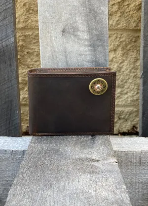 Zep-Pro IWT1CRZH-SHOT Shotgun Shell Brown “Crazy Horse” Leather Bi-fold Wallet